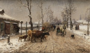 Winterliche Dorfallee by Karl STUHLMÜLLER