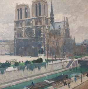 Notre Dame Cathedral by Cameron BURNSIDE - auction artwork with signature