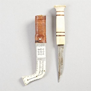 Samekniv Med Slida, Benarbete by Elias (Sami Artist) POGGATS - auction artwork with signature