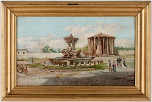 Vestatemplet Och Fontänen På Piazza Bocca Della Verità by George Edwin EWING