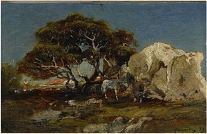 Landskap Med Hästar by Victor Pierre HUGUET - auction artwork with signature