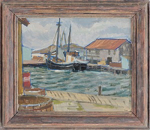 Hamnmotiv by Åke BROVIK - auction artwork with signature