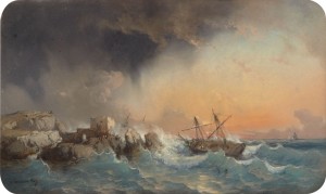 Bateau Dans La Tempête by Vincent Joseph François COURDOUAN - auction artwork with signature