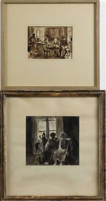 2 Tuschteckningar by Torsten BILLMAN - auction artwork with signature