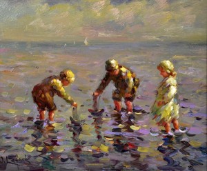 Playing On The Beach by Jean LEFORT