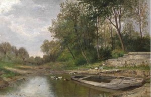 Landscape With Ducks On A Pond by Jules Charles ROZIER