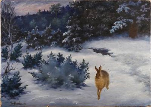 Hare I Vinterlandskap by Knut LUNDIN - auction artwork with signature
