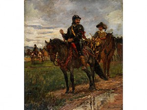 Geharnischte Reiter In Landschaft In Kostümen Des 17. Jahrhunderts by Louis BRAUN