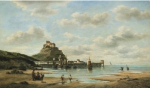 Strandlandskap Med Figurer - Jersey by Auguste MUSIN