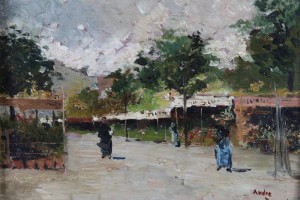 Street Scene Figures by Andre DEVAMBEZ - auction artwork with signature