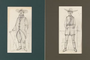A Pair Of Graphite Drawings Of Costume Designs by Paul RIBA