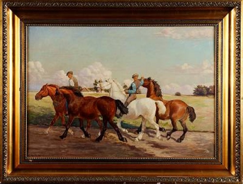 Arbetshästar by Carl HERTZ - auction artwork with signature