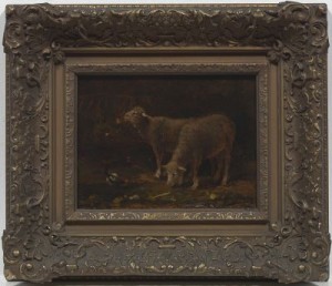 Two Sheep In A Manger by Charles Emile JACQUE