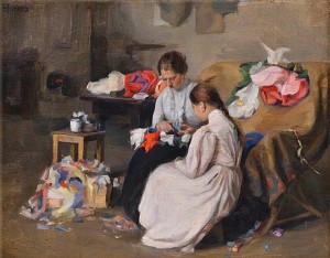 Girls Sewing by Yakov, Yacob, Jacob BILIT