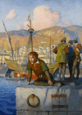 The Boy Columbus On The Wharf At Genoa (the Vision Of Columbus) by Newell Convers WYETH