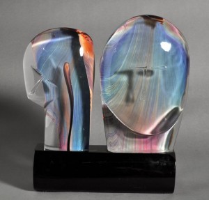 Caledonia Art Glass Sculpture Of Male And Female Head by Dino ROSIN