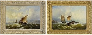 Marin Med Segelfartyg Utanför Kust - 1 Par by Friedrich WEISS