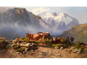 Weidende Kühe Auf Einer Alm Im Hochgebirge by Anton SCHRÖDL - auction artwork with signature
