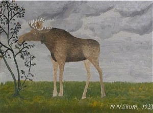 älg I Landskap by Nils Nilsson (Sami Artist) SKUM