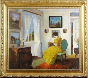 Interiör Med Kvinnofigur by Edith GERT