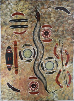 Untitled (snake Dreaming) by Tjungurrayi Barney DANIELS - auction artwork with signature