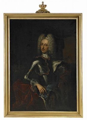 Porträtt Av Kung Fredrik Iv Av Danmark (1671-1730) Iklädd Rustning Och Hermelinbrämad Mantel Med Strökronor Samt Ljusblått Ordensband Med Elefantorden Och Kraschan - Stående Knästycke by Hans HYSING