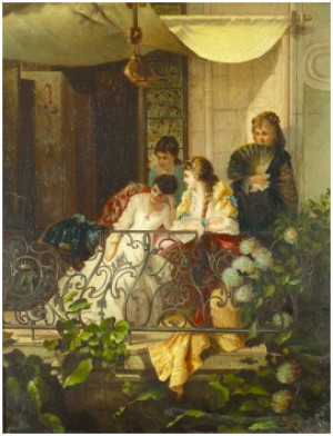 Jeunes Femmes Sur Un Balcon by Alfred Emile Léopold STEVENS