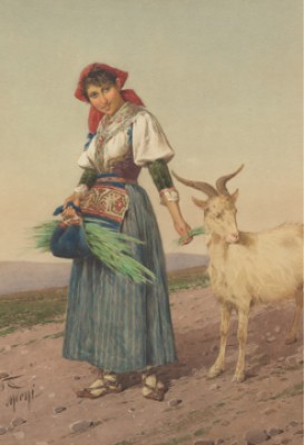 Young Lady With Goat by Filippo The Elder INDONI