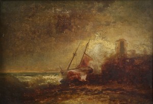 Coastal Scene With Shipwreck by David Scott EVANS