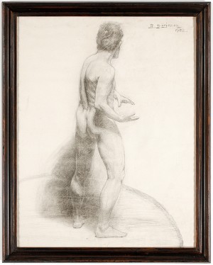 Nakenstudie Av Stående Muskulös Man by Börje BÖRJESON - auction artwork with signature