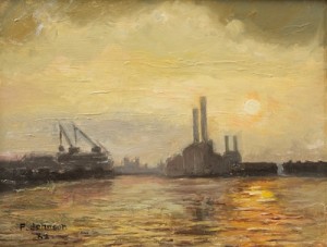A View Of Battersea Power Station From The River Thames by Percy JOHNSON