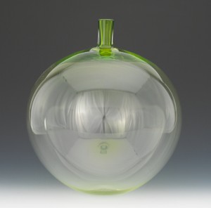 Green Large Blown Glass Apple Vase. Orrefors by Ingeborg LUNDIN