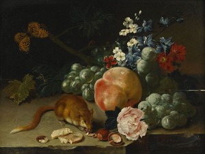 Stilleben Med Hasselmus, Frukter Och Blommor by Johann Amandus WINK