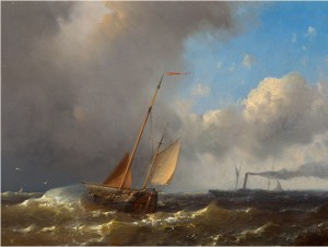 Sailing Boat And Steamer by Abraham The Elder HULK