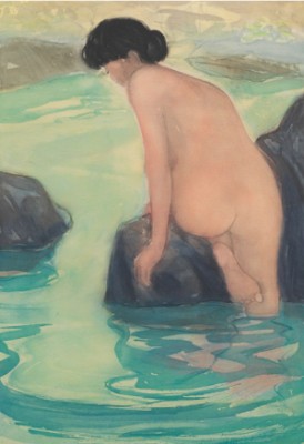 Celadon Bath by Sarah BRAYER - auction artwork with signature