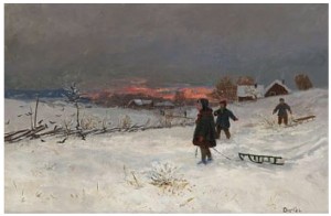 Barn Med Kjelker by Edvard DIRIKS