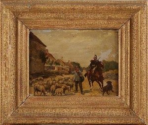 Ridande Soldat Och Fåraherde by Albert BLIGNY - auction artwork with signature