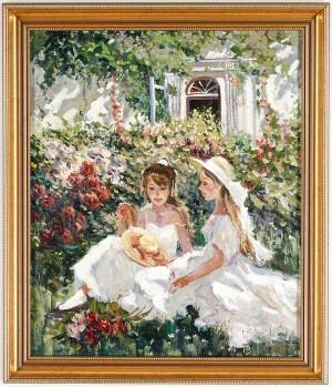 Flickor På Blomsteräng by Irina VISHNEVSKAYA