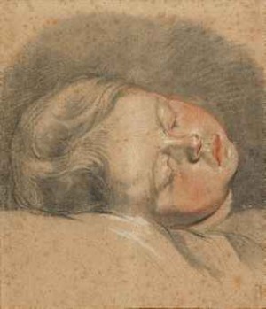 The Head Of A Sleeping Child by Jean-Baptiste GREUZE