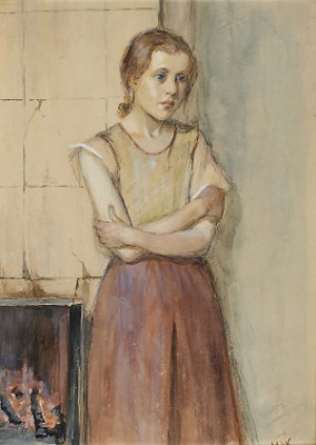 Girl In Front Of A Fireplace by Maria WIIK