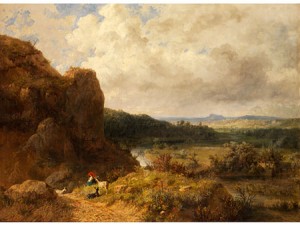 Blick In Eine Landschaft Mit Jungen Ziegenhirten Im Vordergrund by Eduard HEINEL