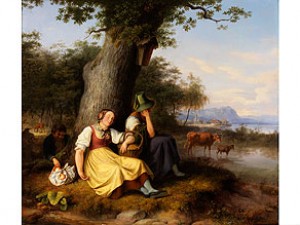 Gebrigslandschaft Mit Personenstaffage by Johann Philipp HEINEL - auction artwork with signature