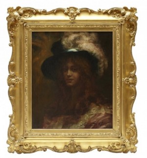 Dam I Hatt by Sigismund Christian Hubert GOETZE - auction artwork with signature