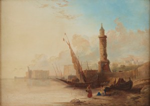 Figurstaffage På Strand Vid Medelhavsstad by William James MULLER