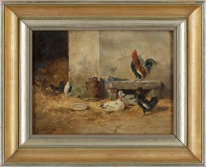 Motiv Av Tupp Samt Höns På Gård by Claude GUILLEMINET