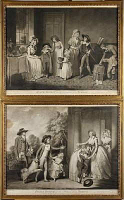 (2) Black Monday Or Trhe Departure To School, Return From Schoo by William Redmore BIGG