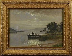 Insjömotiv Med Figurer by August JANSSON - auction artwork with signature