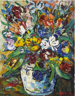 Stilleben Med Blommor I Krus by Albin AMELIN