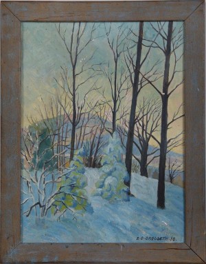 Snowy Forest Landscape by Eistein Olaf DROGSETH - auction artwork with signature