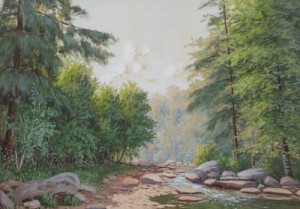 Forest Landscape With A Stream by George T. HETZEL - auction artwork with signature